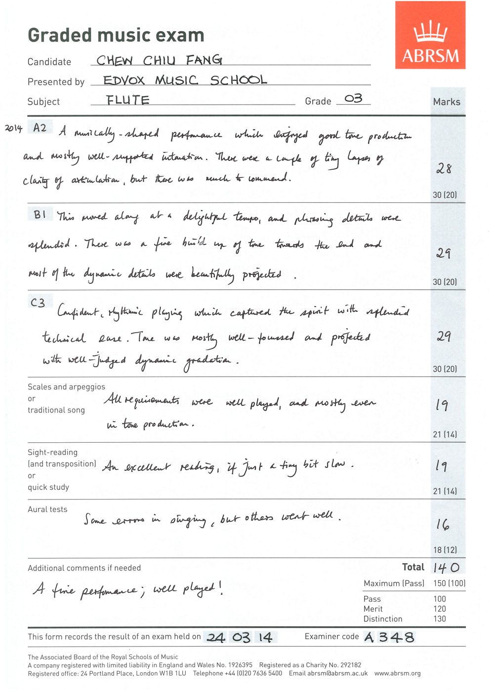 ABRSM Grade 3 Flute 140