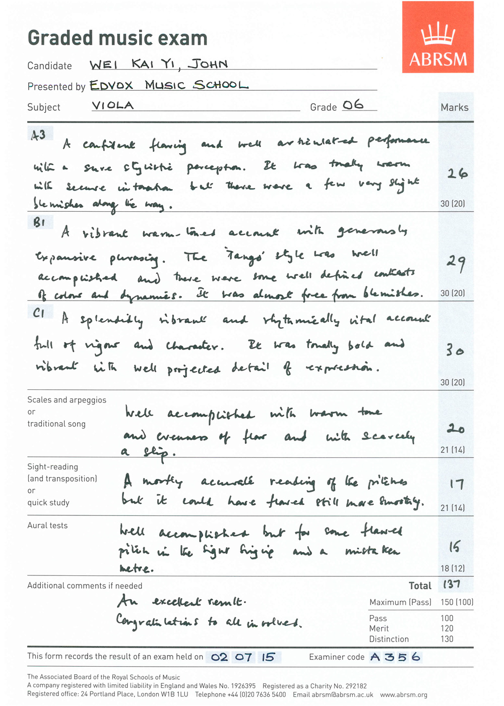 ABRSM Grade 6 Viola 137
